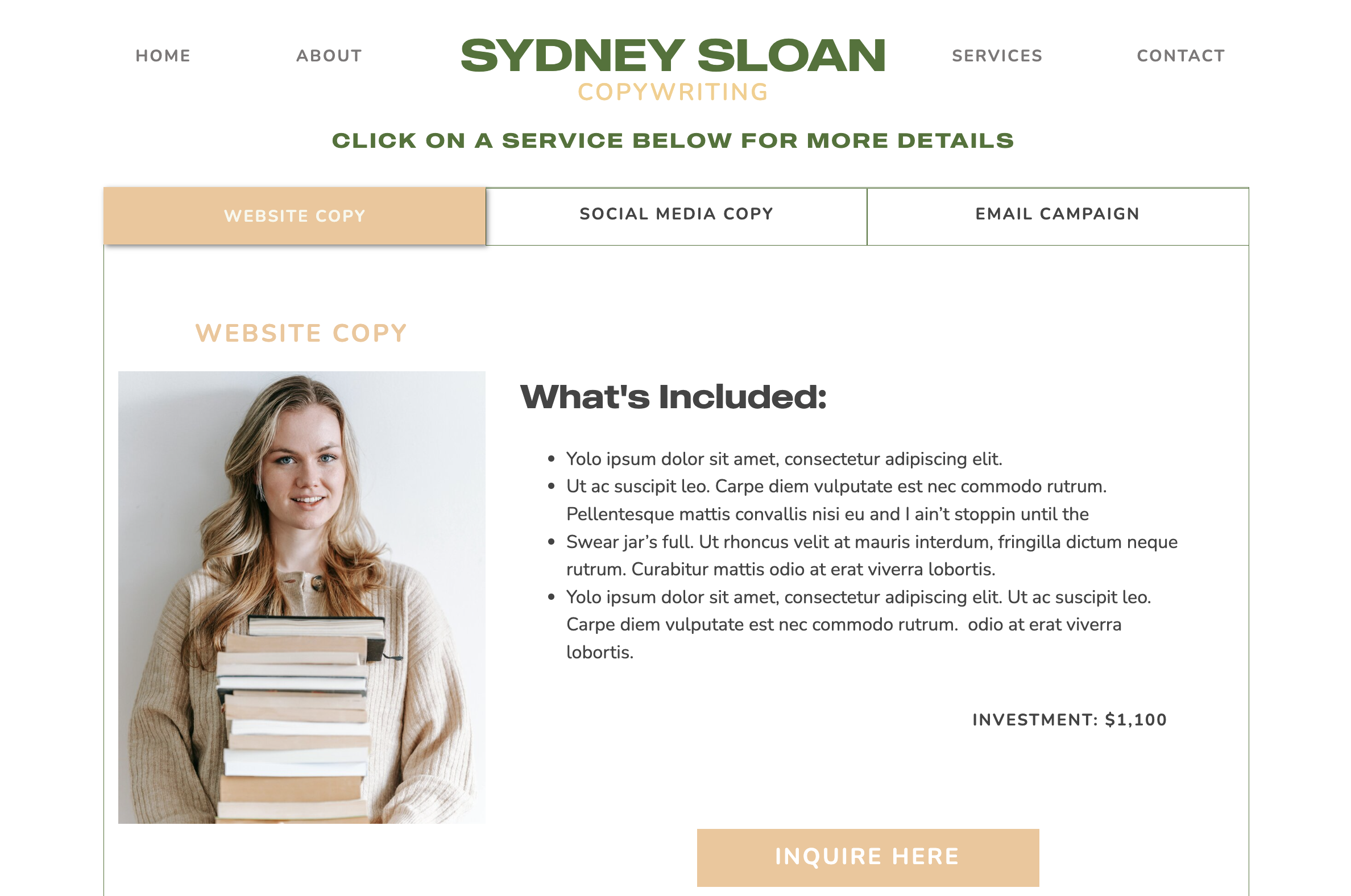 Bookish Showit website template homepage designed for coaches and service providers