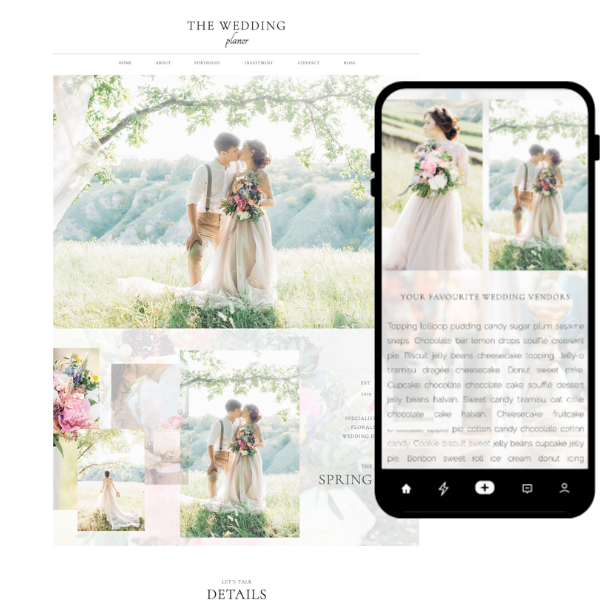Luxury Spring Wedding Showit website template homepage for wedding planners, photographers, florists, venues, and creative entrepreneurs.