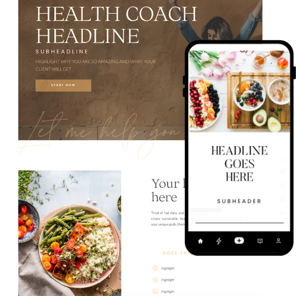 Luxury Solace Health Coach Showit website template homepage for health coaches, nutritionists, and wellness professionals.